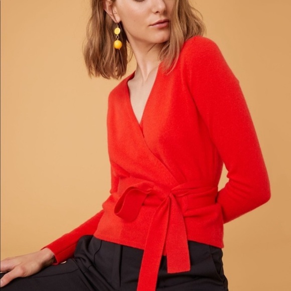 Dvf Ballerina Wrap Sweater In Poppy Red 